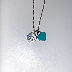 Tiffany Blue Double Heart Tag Pendant
